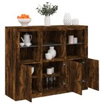 vidaXL Buffets avec lumières LED 3 Pièces chêne fumé bois d'ingénierie