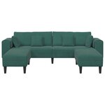 vidaXL Canapé en velours avec coussin 3 Pièces Vert foncé 208 cm Velours