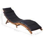 vidaXL Chaise longue avec coussins gris foncé bois massif acacia