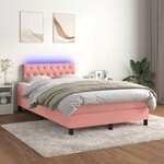vidaXL Sommier à lattes de lit et matelas LED rose 120x190 cm velours