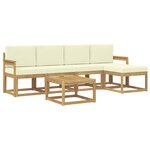 vidaXL Ensemble de canapés d'extérieur 6 Pièces Blanc et crème