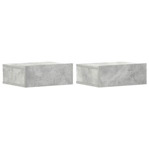 vidaXL Tables de chevet flottantes 2 Pièces Gris béton Bois d'ingénierie