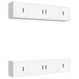 vidaXL Ensemble de meubles TV 6 Pièces Blanc Bois d'ingénierie