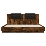 vidaXL Cadre de lit avec LED sans matelas chêne fumé 200x200 cm