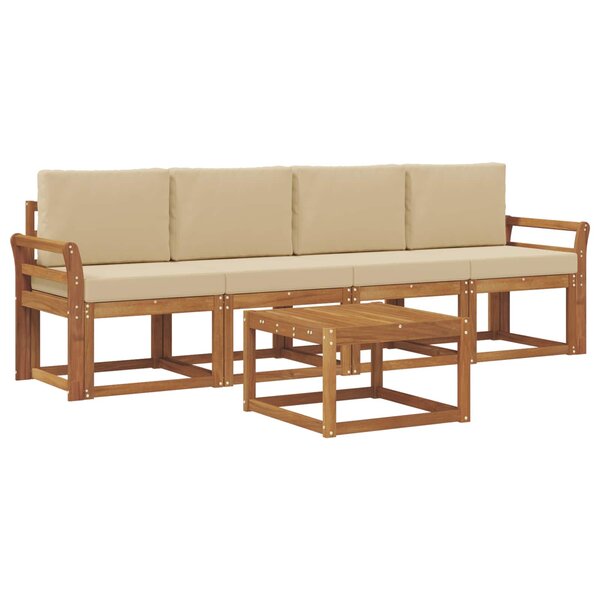 vidaXL Ensemble de canapés d'extérieur 5 pc Naturel et Beige