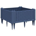 vidaXL Jardinière avec piquets bleu gris 42 5x42 5x28 5 cm PP