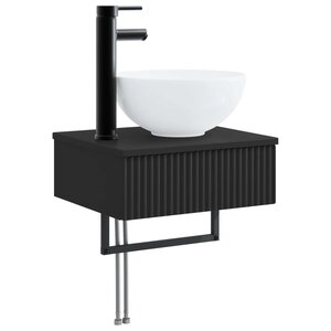 vidaXL Basin de lavage mural Noir 40 x 35 x 39 cm Bois d'ingénierie