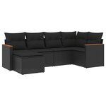 vidaXL Salon de jardin 6 Pièces avec coussins noir résine tressée