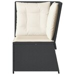 vidaXL Canapé d'angle de jardin avec coussins noir résine tressée