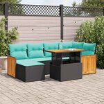 vidaXL Salon de jardin avec coussins 7Pièces marron résine tressée acacia