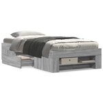 vidaXL Cadre de lit sonoma gris 75x190 cm bois d'ingénierie
