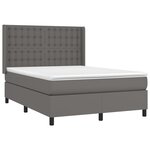 vidaXL Sommier à lattes de lit avec matelas Gris 140x190 cm Similicuir