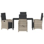 vidaXL Set de jardin 5 pièces avec coussins en rotin gris clair