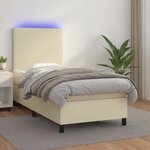 vidaXL Sommier à lattes de lit avec matelas et LED Crème 90x200 cm