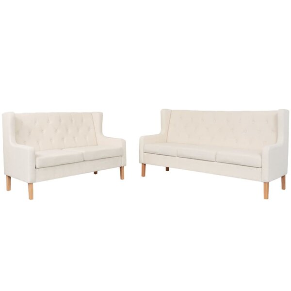 vidaXL Ensemble de canapés 2 Pièces tissu blanc crème