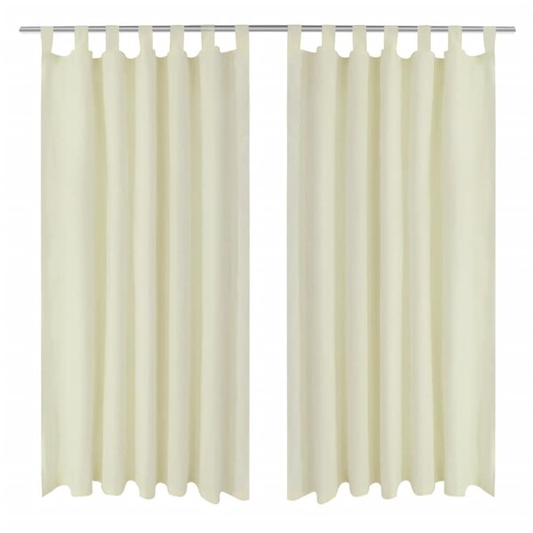 2 Pièces Rideau à Passant Micro Satin Crème 140 x 225 cm