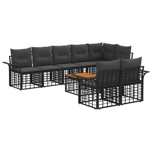 vidaXL Ensemble de canapés d'extérieur 9 Pièces Noir et Gris foncé
