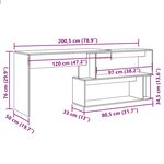 vidaXL Bureau d'angle vieux bois 200 5x50x76 cm bois d'ingénierie