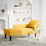 vidaXL Chaise longue avec coussin jaune clair tissu en velours côtelé