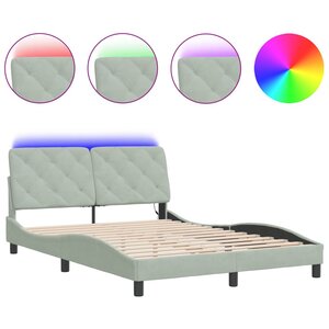 vidaXL Cadre de lit avec LED sans matelas gris clair 120x200cm velours