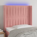 vidaXL Tête de lit à LED Rose 93x16x118/128 cm Velours