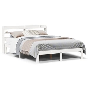 vidaXL Cadre de lit avec tête de lit sans matelas blanc 160x200 cm