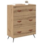 vidaXL Commode 3-Tiroir Chêne Artisanal 69 5 x 34 x 90 cm