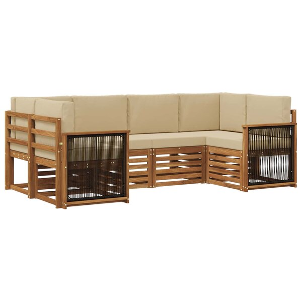 vidaXL Ensemble de canapés d'extérieur 5 pc Naturel