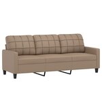 vidaXL Canapé 3 places avec oreillers cappuccino 180 cm similicuir