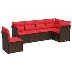 vidaXL Salon de jardin 6 Pièces avec coussins marron résine tressée