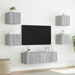 vidaXL Meuble TV muraux 5 Pièces avec lumières LED sonoma gris