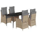 vidaXL Ensemble à manger de jardin avec coussins 5Pièces Beige poly rotin