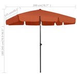 vidaXL Parasol de plage terre cuite 200x125 cm
