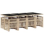 vidaXL Ensemble à manger de jardin et coussins 13 Pièces beige