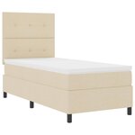 vidaXL Lit à ressorts avec matelas avec LED Crème 90 x 200 cm tissu