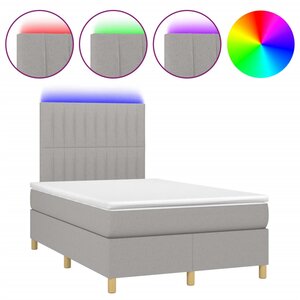 vidaXL Sommier à lattes de lit matelas LED Gris clair 120x200 cm Tissu