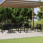 vidaXL Salon de jardin 7 Pièces avec coussins Aluminium Anthracite