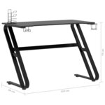 Bureau table poste de travail meuble d'ordinateur informatique étude de jeu avec pieds en forme de ZZ 110 x 60 x 75 cm noir 02_0023773