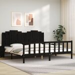 vidaXL Cadre de lit sans matelas noir 200x200 cm bois massif de pin