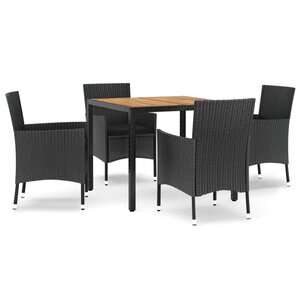 vidaXL Ensemble à manger de jardin coussins 5Pièces Noir Résine tressée