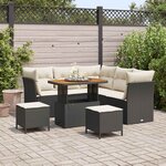 vidaXL Ensemble de canapé de jardin avec coussin 8 Pièces Noir et crème