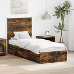 vidaXL Lit de Rangement Chêne fumé 75 x 190 cm Bois d'ingénierie