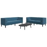 vidaXL Ensemble de canapé Chesterfield et traversins 2Pièces bleu velours
