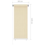 vidaXL Store roulant d'extérieur Crème 60x140 cm PEHD