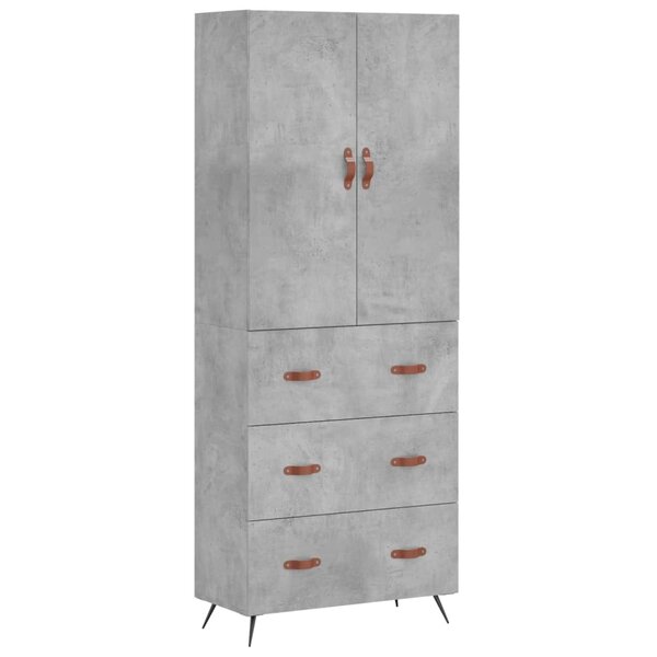 vidaXL Buffet haut Gris béton 69 5x34x180 cm Bois d'ingénierie