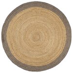 vidaXL Tapis fait à la main Jute avec bord gris 210 cm