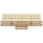 vidaXL Salon de jardin 5 Pièces avec coussins Bois de pin massif