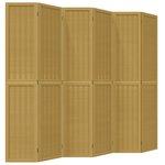 vidaXL Cloison de séparation 6 panneaux marron bois paulownia massif