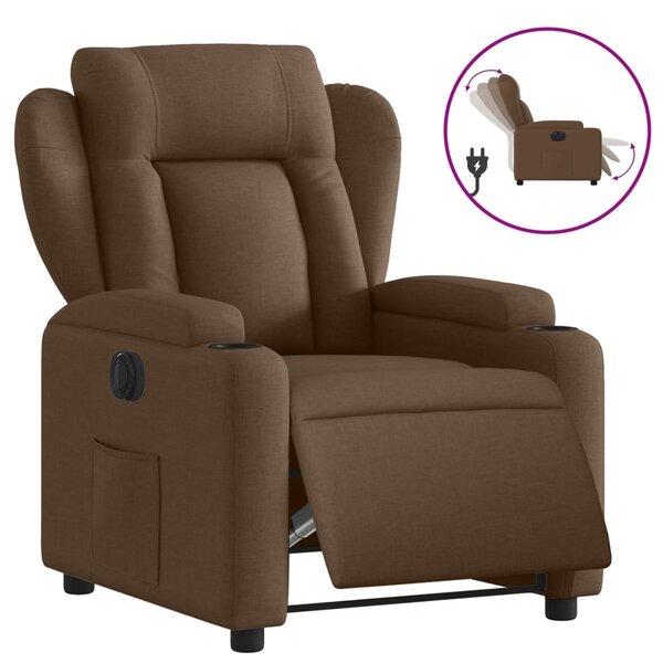 vidaXL Fauteuil inclinable électrique Marron Tissu