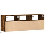 vidaXL Meuble TV mural avec lumières LED chêne fumé 130x31x45 cm